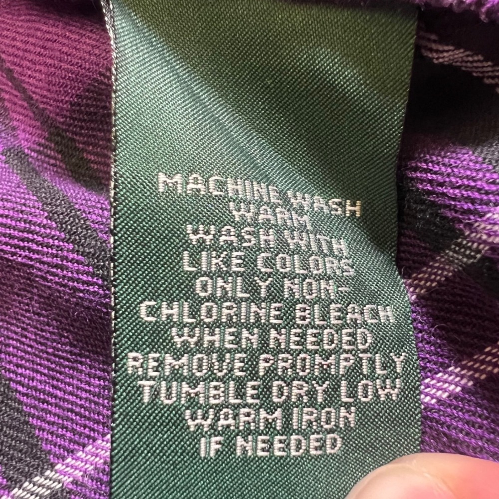 Lauren Jeans‎ Co Ralph Lauren Purple Plaid Band Collar Button Down Shirt Large - Picture 3 of 7